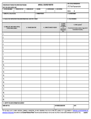 Corrections Program Annual Course Roster
