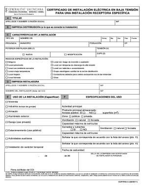 CERTIFICADO DE INSTALACIÓN ELÉCTRICA EN BAJA TENSIÓN