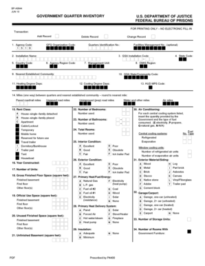 Government Quarter Inventory Form