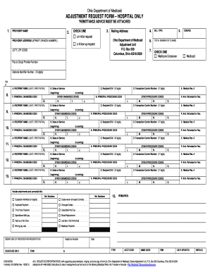 Ohio Medicaid Hospital Adjustment Request Form