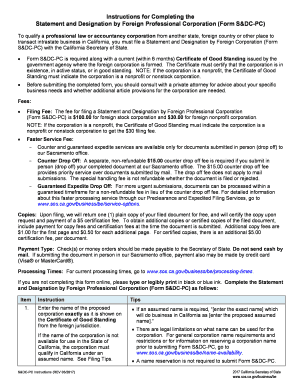 Statement and Designation by Foreign Professional Corporation