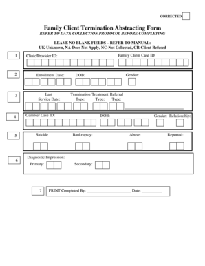 Family Client Termination Abstracting Form