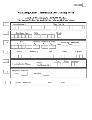 Gambling Client Termination Form