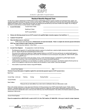 KAPT Residual Benefits Request Form