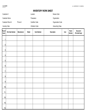 US Department of Commerce Inventory Worksheet