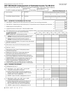 Michigan Underpayment of Estimated Income Tax Form MI-2210