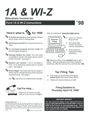 Wisconsin Income Tax Form 1A & WI-Z
