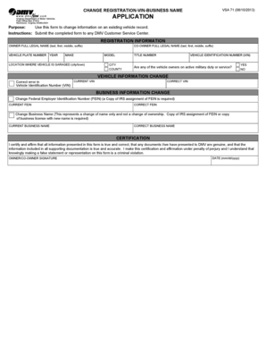 Vehicle Registration Change Form