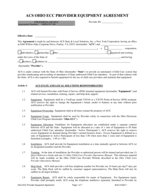 Ohio ECC Provider Equipment Agreement