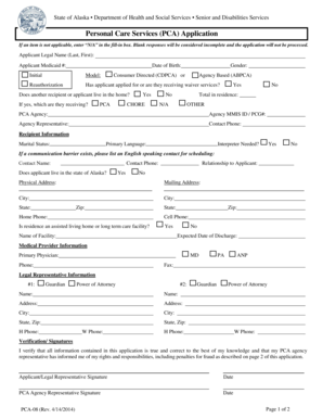 Alaska Personal Care Services Application