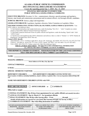 Alaska Public Official Financial Disclosure Statement