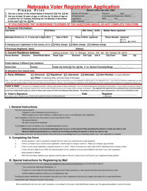 Nebraska Voter Registration Application