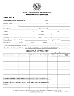 Tarrant County Application for Services