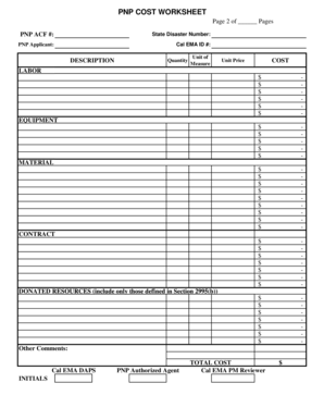 California PNP Activities Claim Form