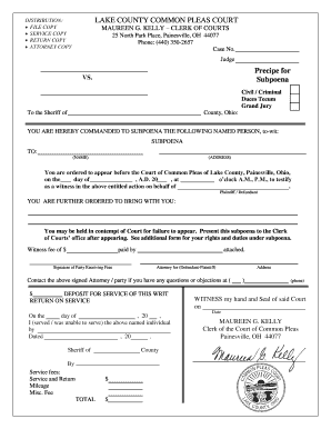 Ohio Subpoena Form