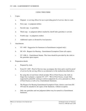 Virginia Garnishment Summons