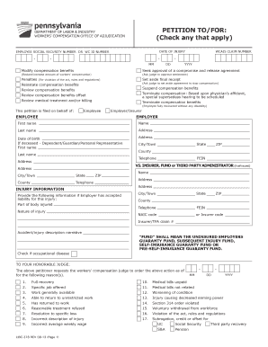 Pennsylvania Workers' Compensation Petition