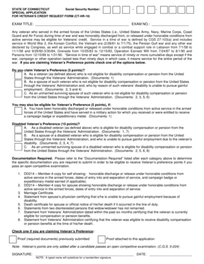 Connecticut Veteran's Credit Request Form