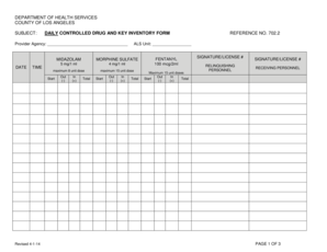 Daily Controlled Drug and Key Inventory Form