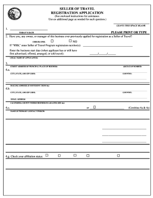California Seller of Travel Registration Application