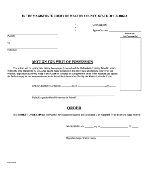 Motion for Writ of Possession
