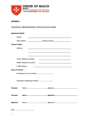 aspirant application form