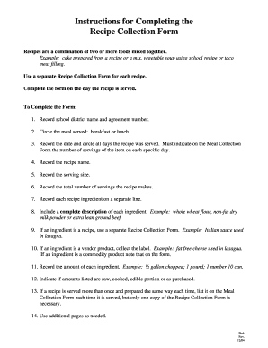 Recipe Collection Form