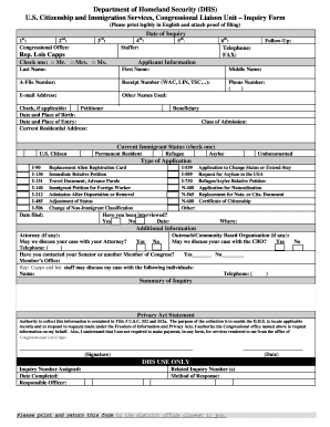 USCIS Congressional Inquiry Form