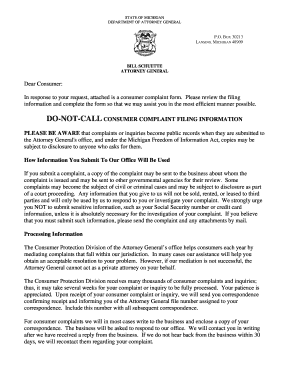 Michigan Do-Not-Call Complaint Form