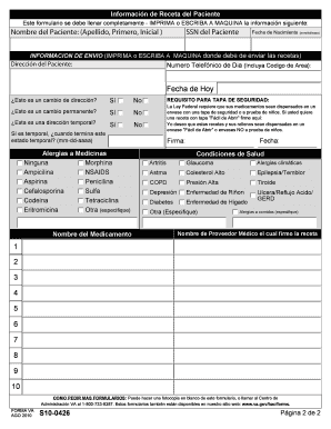 Formulario De Pedido Para Medicinas por Correo