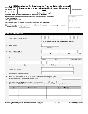 IRS Form 23-EP Application for Enrollment as an Enrolled Retirement Plan Agent