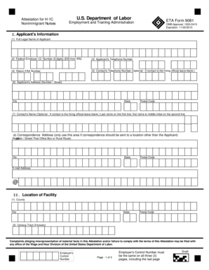 H-1C Nurse Attestation Form