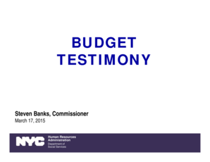 HRA Preliminary Budget Testimony Powerpoint Presentation - nyc