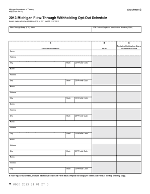 Michigan Flow-Through Withholding Opt-Out Schedule