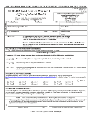 New York State Food Service Worker Exam Application
