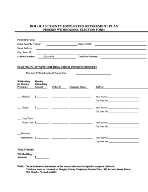 Douglas County Pension Withholding Election Form