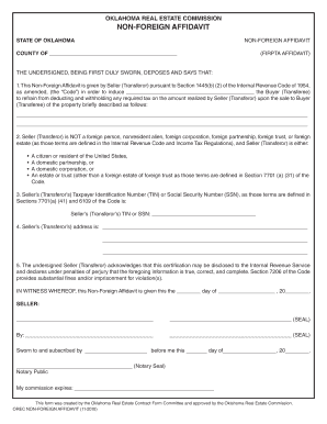 Oklahoma Non-Foreign Affidavit