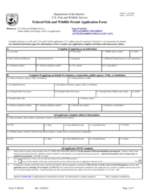 Federal Fish and Wildlife Permit Application Form