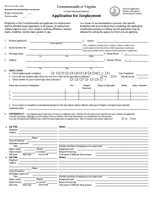 Virginia Employment Application Form