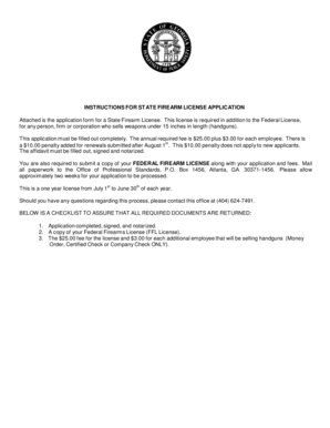 Georgia Firearm License Application