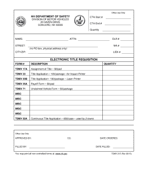 New Hampshire Electronic Title Requisition