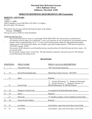 Maryland 405 Payroll Data Transaction Form