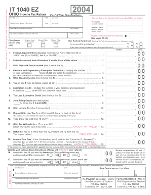 Ohio IT 1040EZ 2004 Tax Return