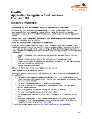 Food Premises Registration Application