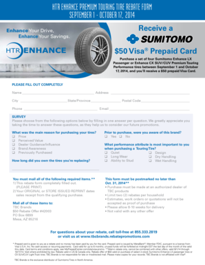 HTR Enhance Premium Touring Tire Rebate Form