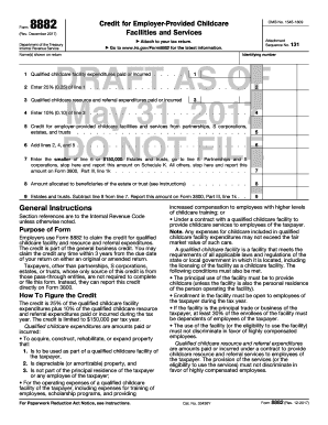 IRS Form 8882 Credit for Employer-Provided Childcare