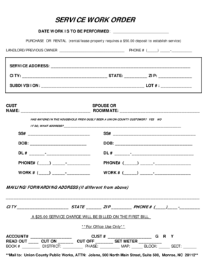 Service Work Order Form