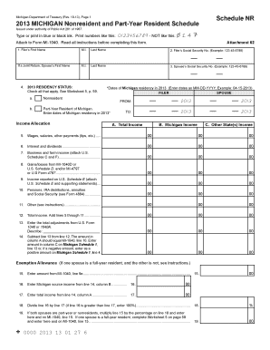 Michigan Nonresident and Part-Year Resident Schedule