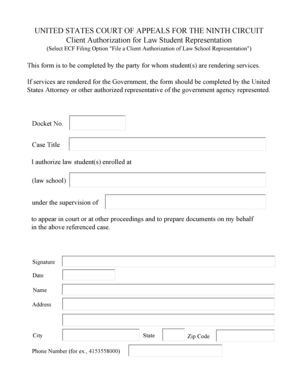 Client Authorization for Law Student Representation