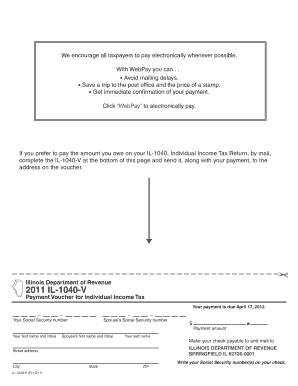 Illinois IL-1040-V Payment Voucher